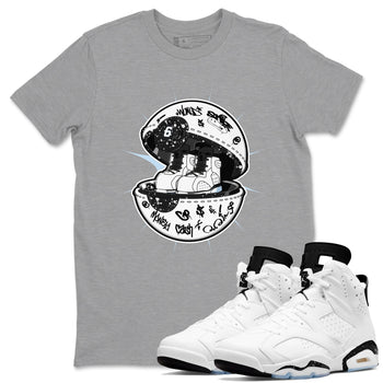 AJ6 White Black shirts to match jordans Sneaker Capsule sneaker match tees Air Jordan 6 White Black SNRT Sneaker Tees streetwear brand Heather Grey 1 unisex cotton tee