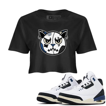 3s For The Love to match jordans Sneaker Cat Face sneaker match tees A Ma Maniere x Air Jordan 3 Diffused Blue match shoes to clothes SNRT Sneaker Tees unisex cotton Black 1 crop tee
