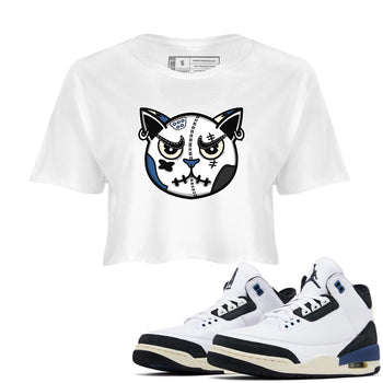3s For The Love to match jordans Sneaker Cat Face sneaker match tees A Ma Maniere x Air Jordan 3 Diffused Blue match shoes to clothes SNRT Sneaker Tees unisex cotton White 1 crop tee