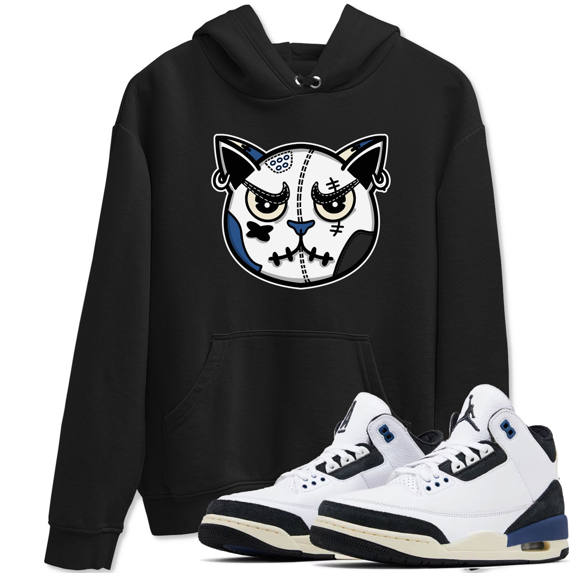 3s For The Love to match jordans Sneaker Cat Face sneaker match tees A Ma Maniere x Air Jordan 3 Diffused Blue match shoes to clothes SNRT Sneaker Tees unisex cotton Black 1 shirts
