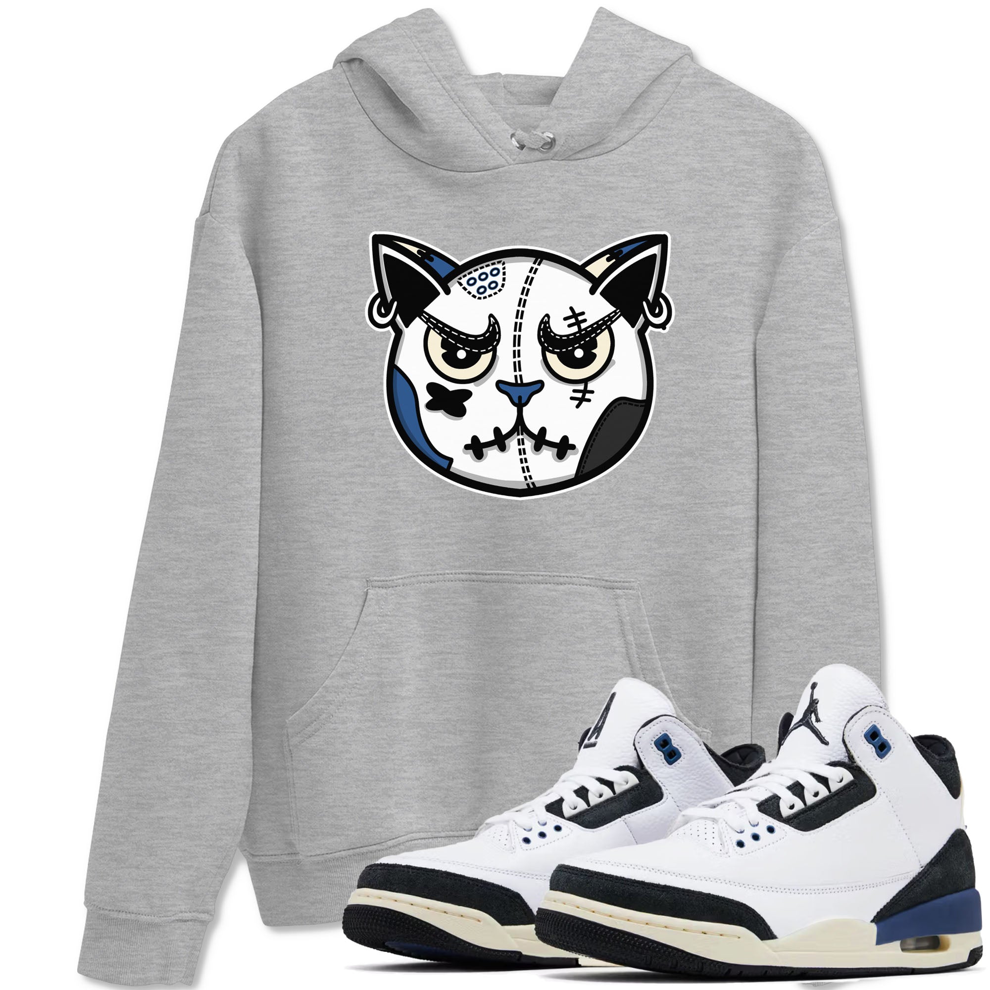 3s For The Love to match jordans Sneaker Cat Face sneaker match tees A Ma Maniere x Air Jordan 3 Diffused Blue match shoes to clothes SNRT Sneaker Tees unisex cotton Heather Grey 1 shirts