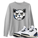 3s A Ma Maniere x Diffused Blue shirts to match jordans Sneaker Cat Face sneaker match tees A Ma Maniere x Air Jordan 3 Diffused Blue match shoes to clothes SNRT Sneaker Tees unisex cotton Heather Grey 1 shirts