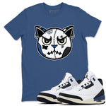 3s A Ma Maniere x Diffused Blue shirts to match jordans Sneaker Cat Face sneaker match tees A Ma Maniere x Air Jordan 3 Diffused Blue match shoes to clothes SNRT Sneaker Tees unisex cotton Denim Blue 1 shirts