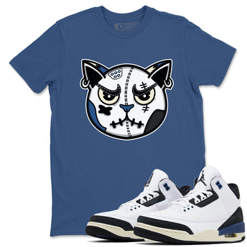 3s For The Love to match jordans Sneaker Cat Face sneaker match tees A Ma Maniere x Air Jordan 3 Diffused Blue match shoes to clothes SNRT Sneaker Tees unisex cotton Denim Blue 1 shirts