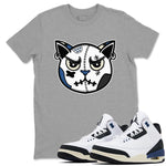 3s A Ma Maniere x Diffused Blue shirts to match jordans Sneaker Cat Face sneaker match tees A Ma Maniere x Air Jordan 3 Diffused Blue match shoes to clothes SNRT Sneaker Tees unisex cotton Heather Grey 1 shirts