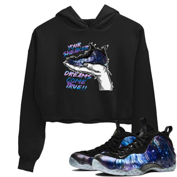 Foams One Galaxy shirts to match jordans Sneaker Dreams sneaker match tees Air Foamposite One Galaxy match shoes to clothes SNRT Sneaker Tees unisex cotton Black 1 crop tee