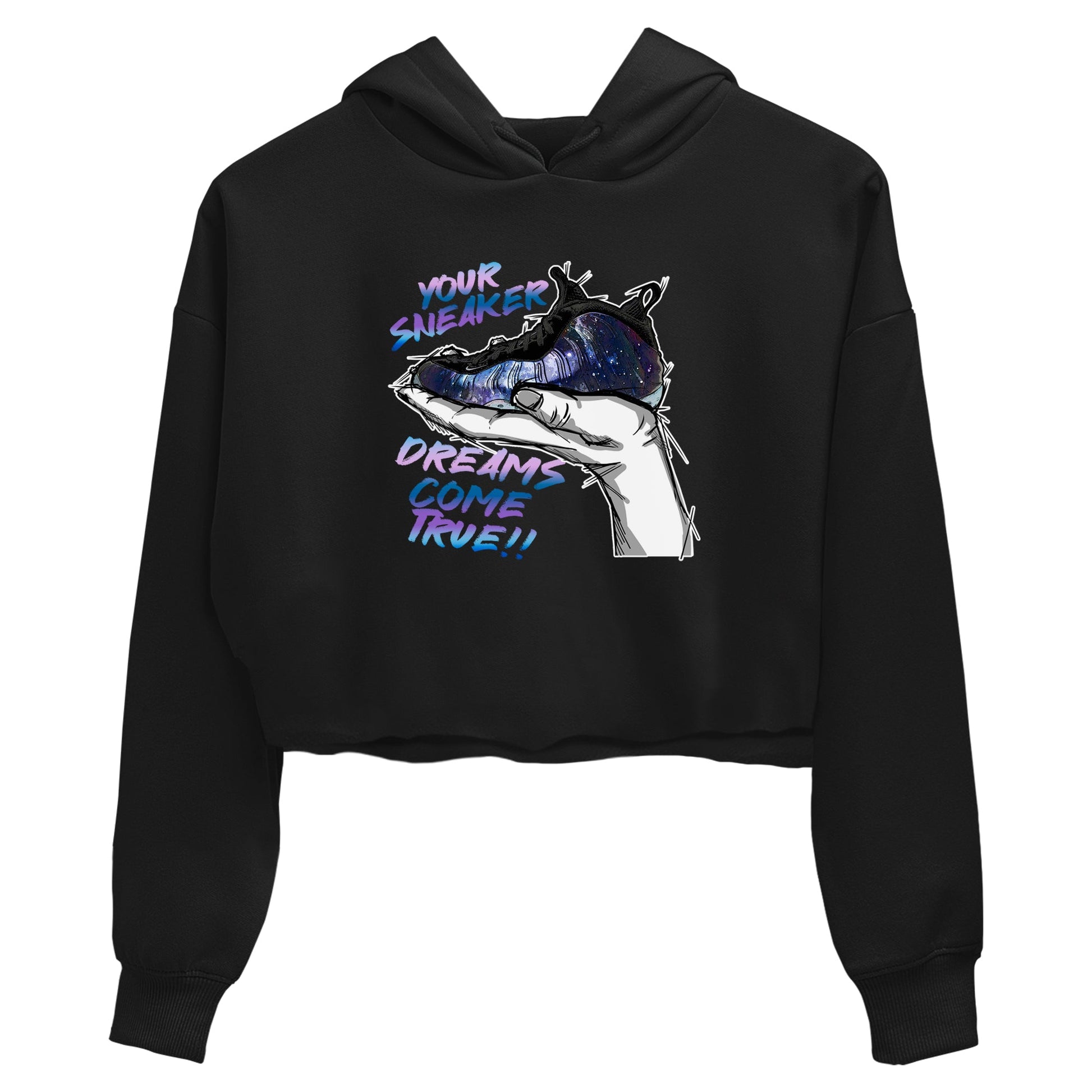 Foams One Galaxy shirts to match jordans Sneaker Dreams sneaker match tees Air Foamposite One Galaxy match shoes to clothes SNRT Sneaker Tees unisex cotton Black 2 crop tee