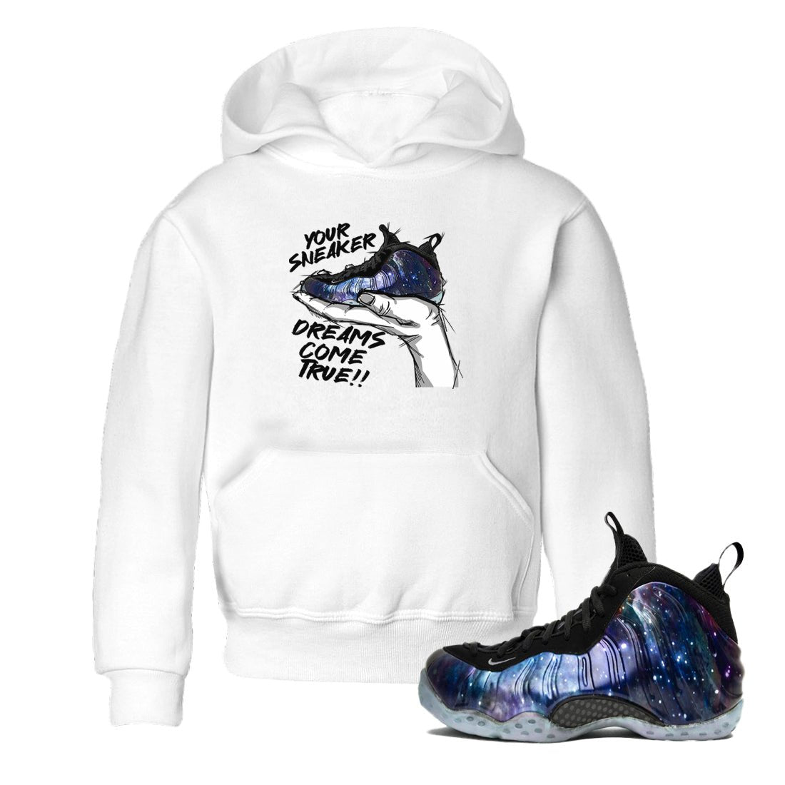 Foams One Galaxy shirts to match jordans Sneaker Dreams sneaker match tees Air Foamposite One Galaxy match shoes to clothes SNRT Sneaker Tees Youth Baby White 1 tee