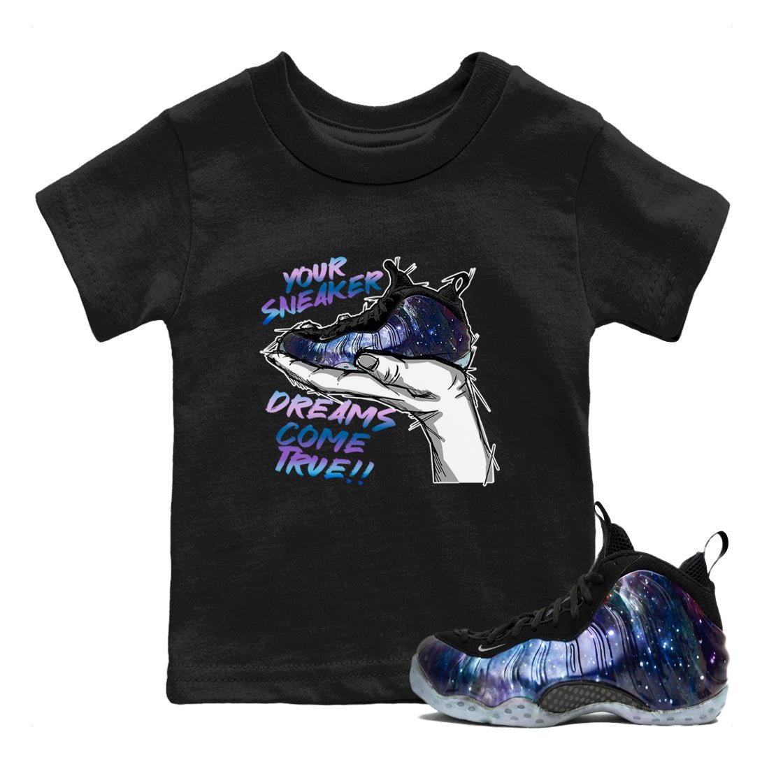 Foams One Galaxy shirts to match jordans Sneaker Dreams sneaker match tees Air Foamposite One Galaxy match shoes to clothes SNRT Sneaker Tees Youth Baby Black 1 tee