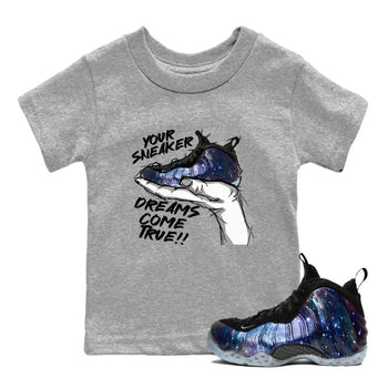 Foams One Galaxy shirts to match jordans Sneaker Dreams sneaker match tees Air Foamposite One Galaxy match shoes to clothes SNRT Sneaker Tees Youth Baby Heather Grey 1 tee