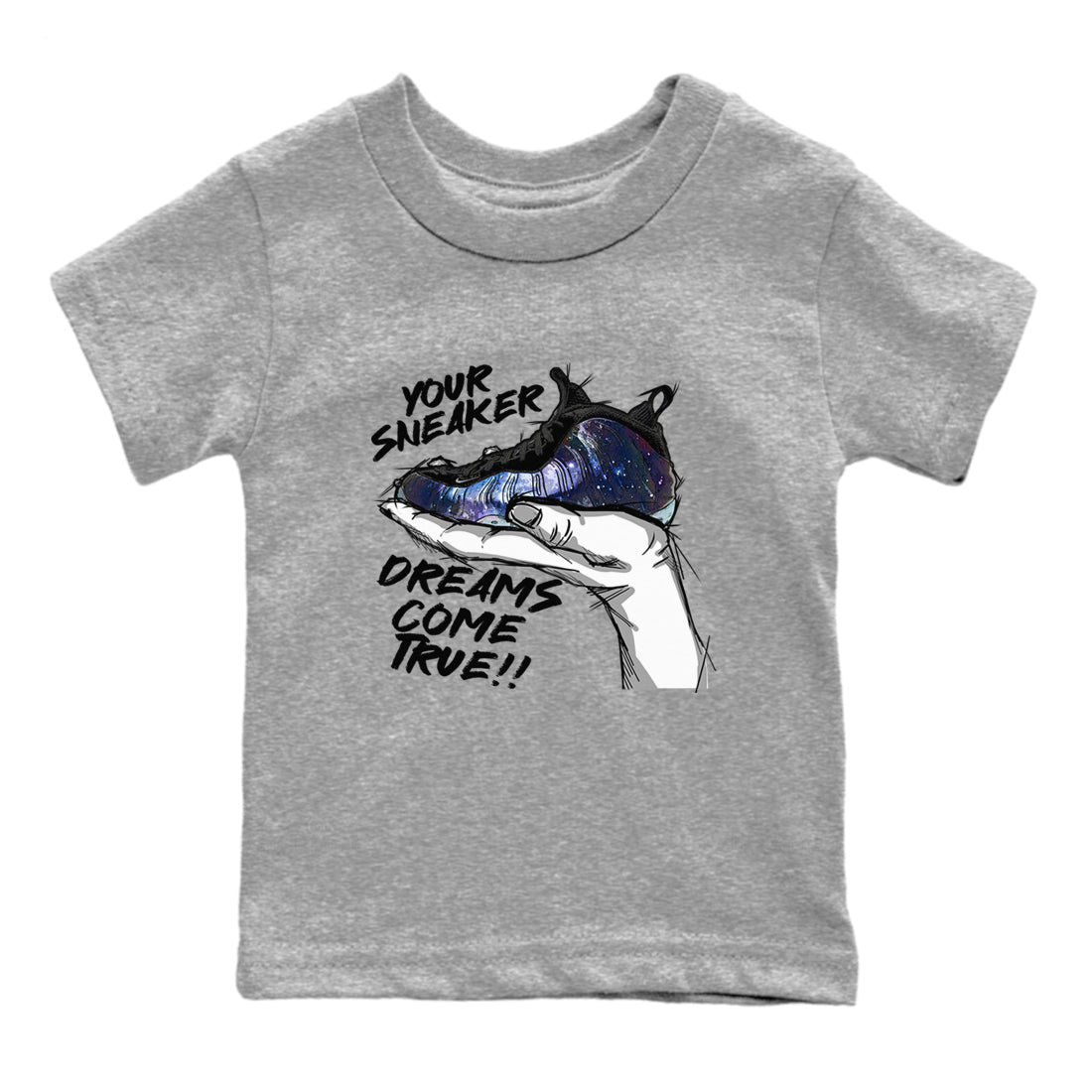 Foams One Galaxy shirts to match jordans Sneaker Dreams sneaker match tees Air Foamposite One Galaxy match shoes to clothes SNRT Sneaker Tees Youth Baby Heather Grey 2 tee