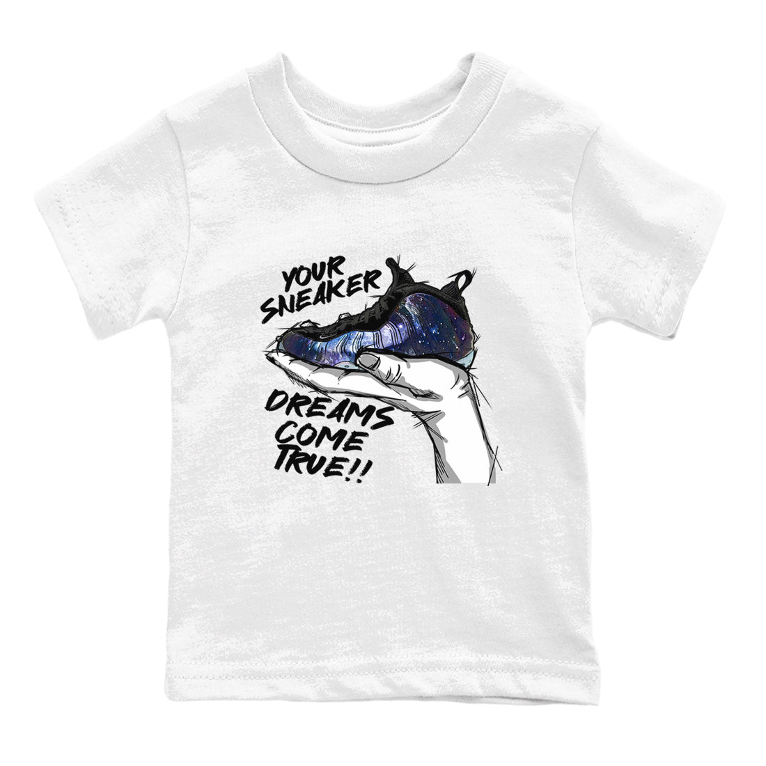 Foams One Galaxy shirts to match jordans Sneaker Dreams sneaker match tees Air Foamposite One Galaxy match shoes to clothes SNRT Sneaker Tees Youth Baby White 2 tee