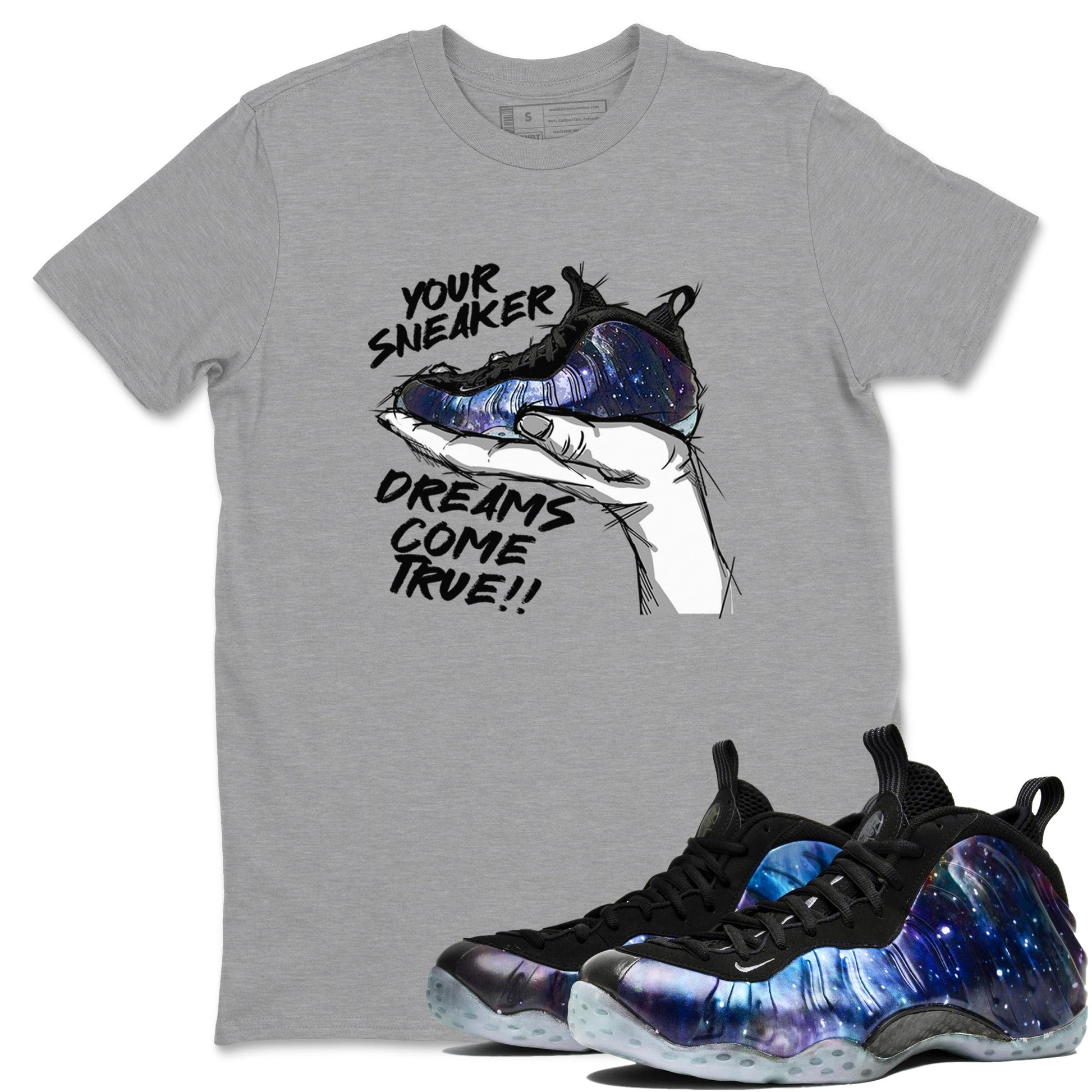 Foams One Galaxy shirts to match jordans Sneaker Dreams sneaker match tees Air Foamposite One Galaxy match shoes to clothes SNRT Sneaker Tees unisex cotton Heather Grey 1 shirts