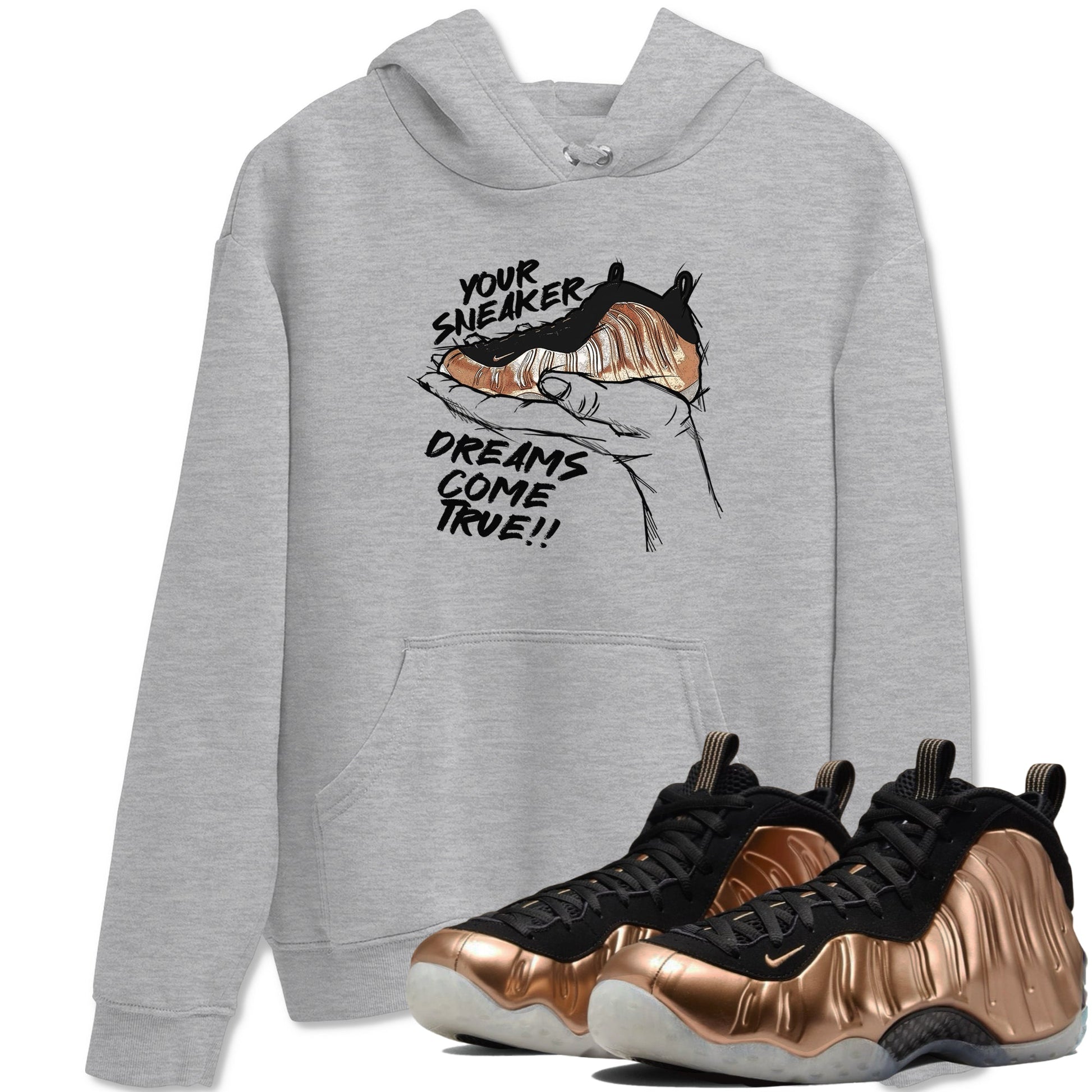 Foams One Metallic Copper shirts to match jordans Sneaker Dreams sneaker match tees Air Foamposite One Metallic Copper match shoes to clothes SNRT Sneaker Tees unisex cotton Heather Grey 1 shirts