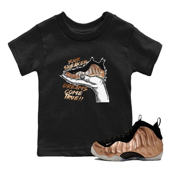 Foams One Metallic Copper shirts to match jordans Sneaker Dreams sneaker match tees Air Foamposite One Metallic Copper match shoes to clothes SNRT Sneaker Tees Youth Baby Black 1 tee