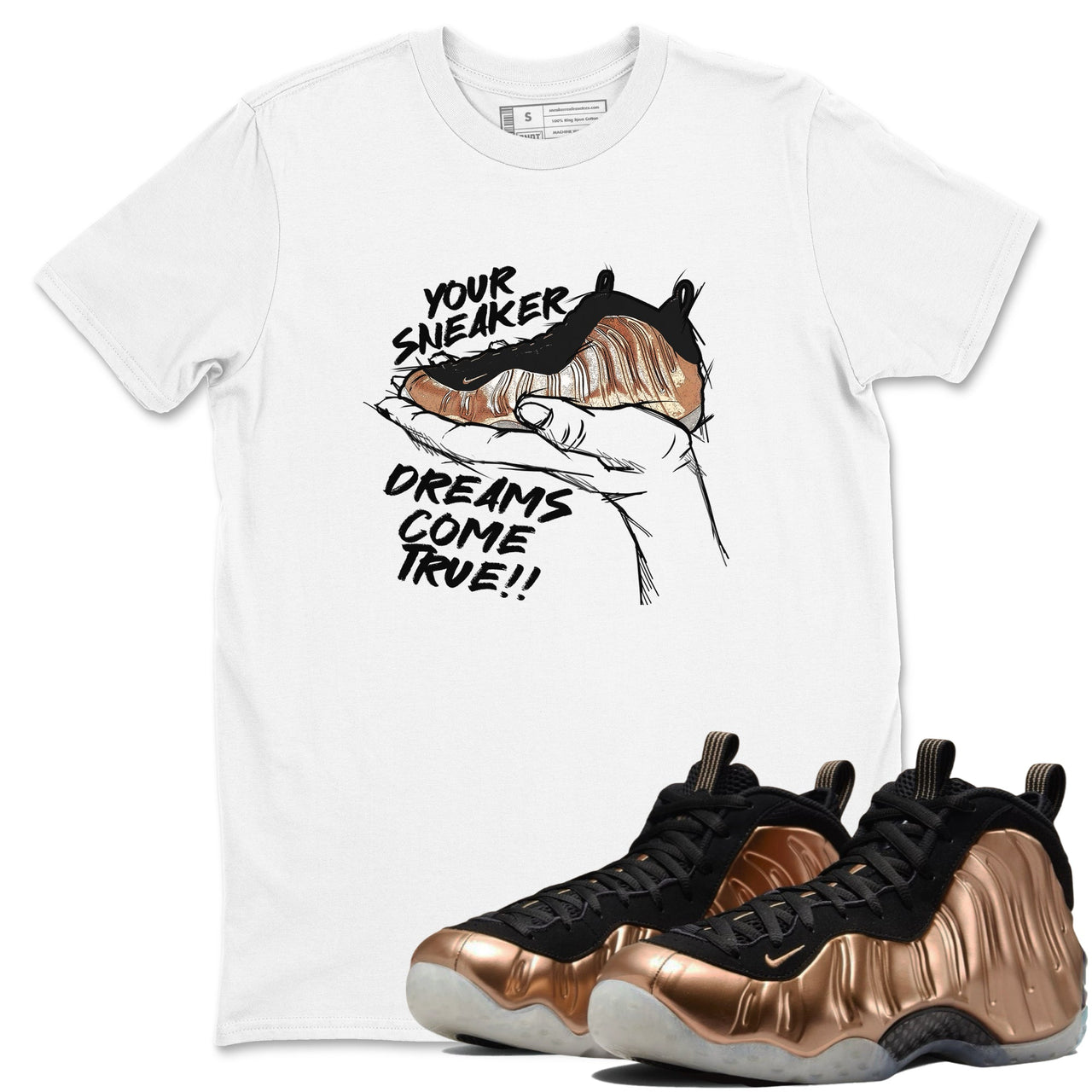 Foams One Metallic Copper shirts to match jordans Sneaker Dreams sneaker match tees Air Foamposite One Metallic Copper match shoes to clothes SNRT Sneaker Tees unisex cotton Black 1 shirts