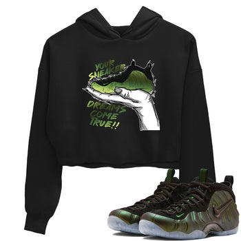 Sneaker match tees – Sneaker Tees To Match Air Foamposite One Pine Green Shoes – Sneaker Dreams Crop T-Shirt Black 1
