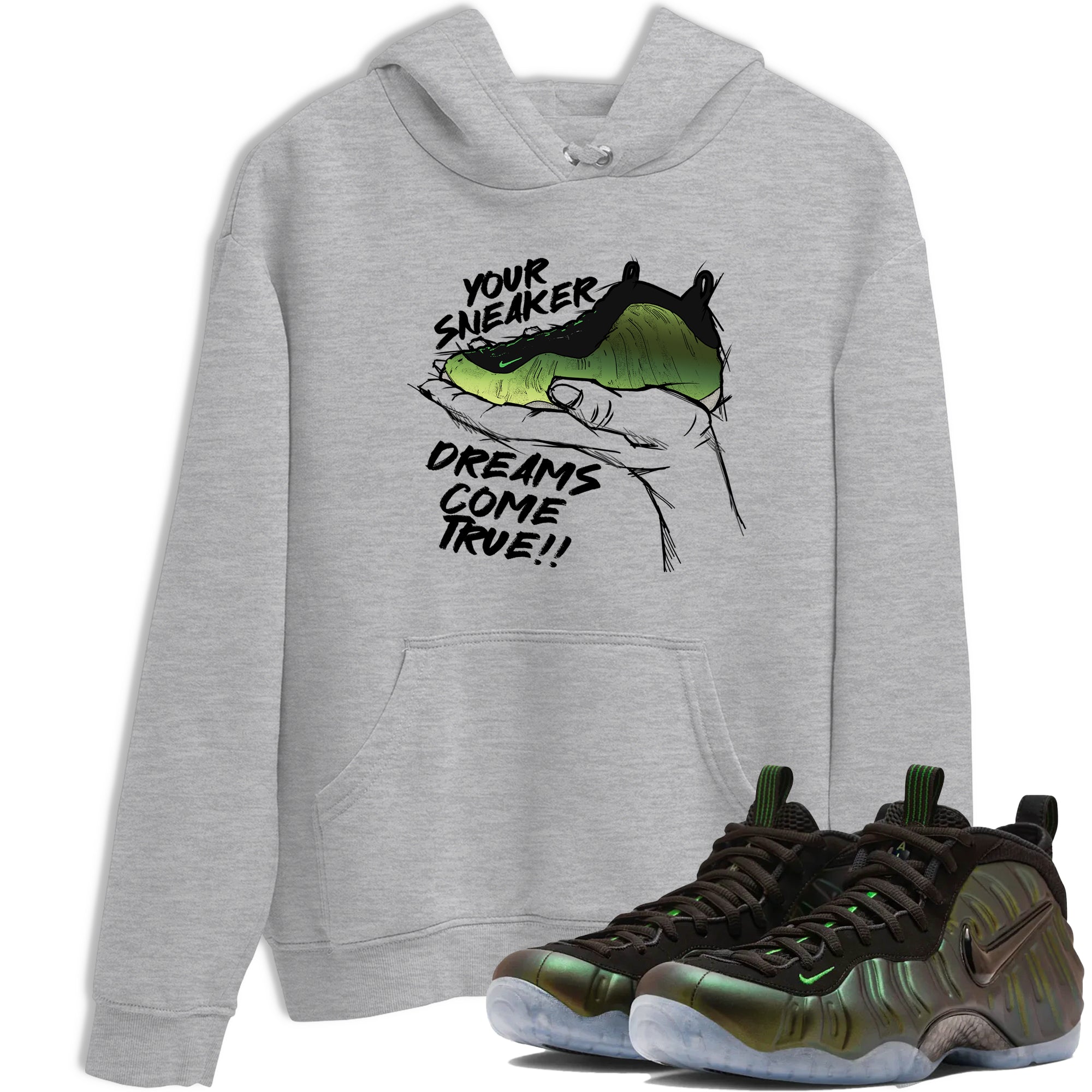 Sneaker match tees – Sneaker Tees To Match Air Foamposite One Pine Green Shoes – Sneaker Dreams Tee Heather Grey 1