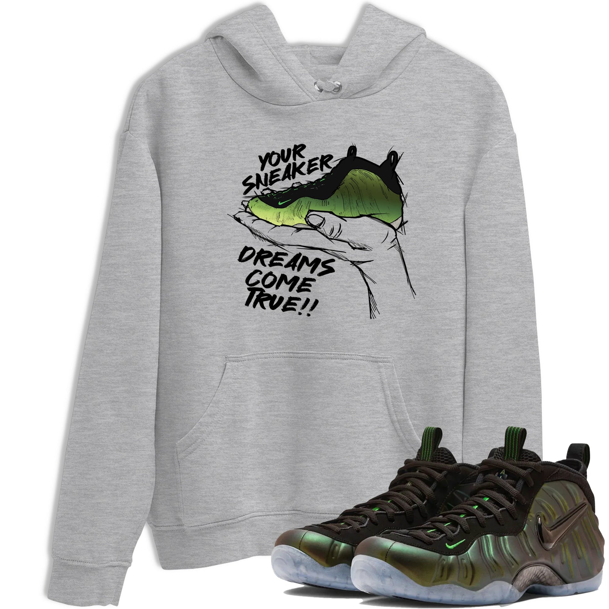 Sneaker match tees – Sneaker Tees To Match Air Foamposite One Pine Green Shoes – Sneaker Dreams Tee Heather Grey 1