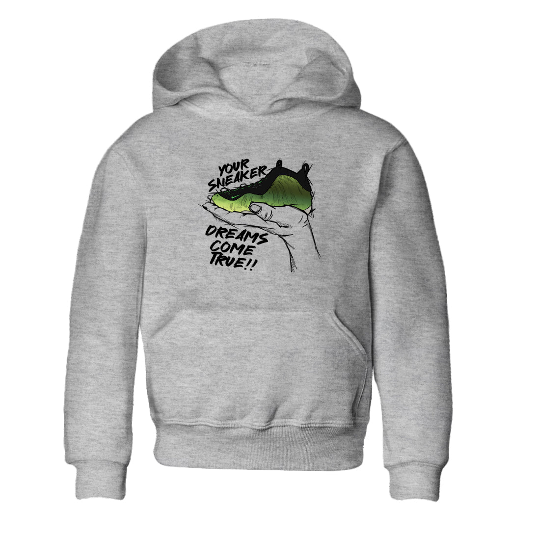 Sneaker match tees – Sneaker Tees To Match Air Foamposite One Pine Green Shoes – Sneaker Dreams Kids T-Shirt Heather Grey 2