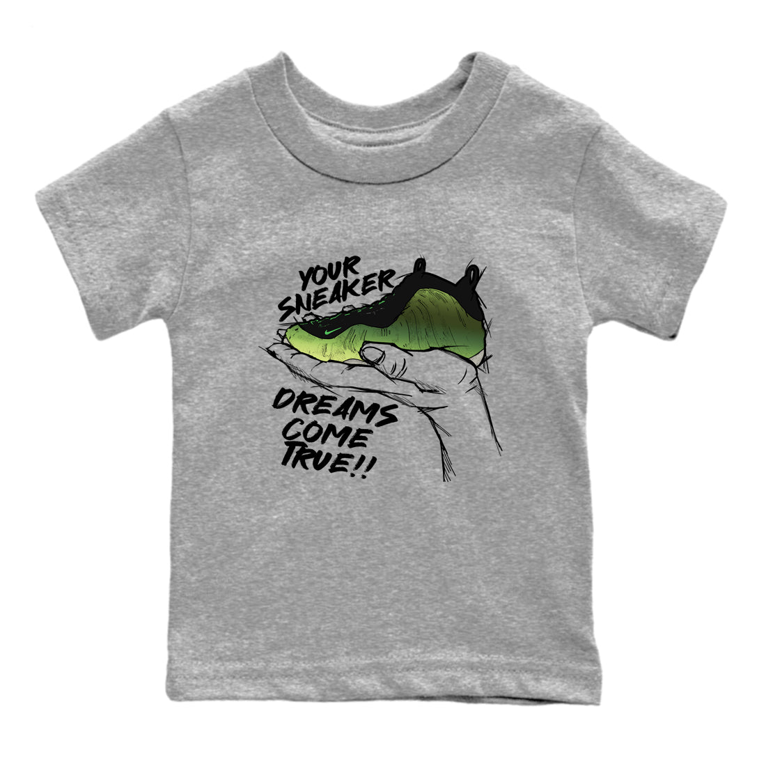 Sneaker match tees – Sneaker Tees To Match Air Foamposite One Pine Green Shoes – Sneaker Dreams Kids T-Shirt Heather Grey 2