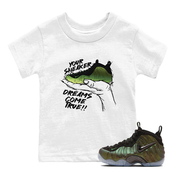 Sneaker match tees – Sneaker Tees To Match Air Foamposite One Pine Green Shoes – Sneaker Dreams Kids T-Shirt White 1