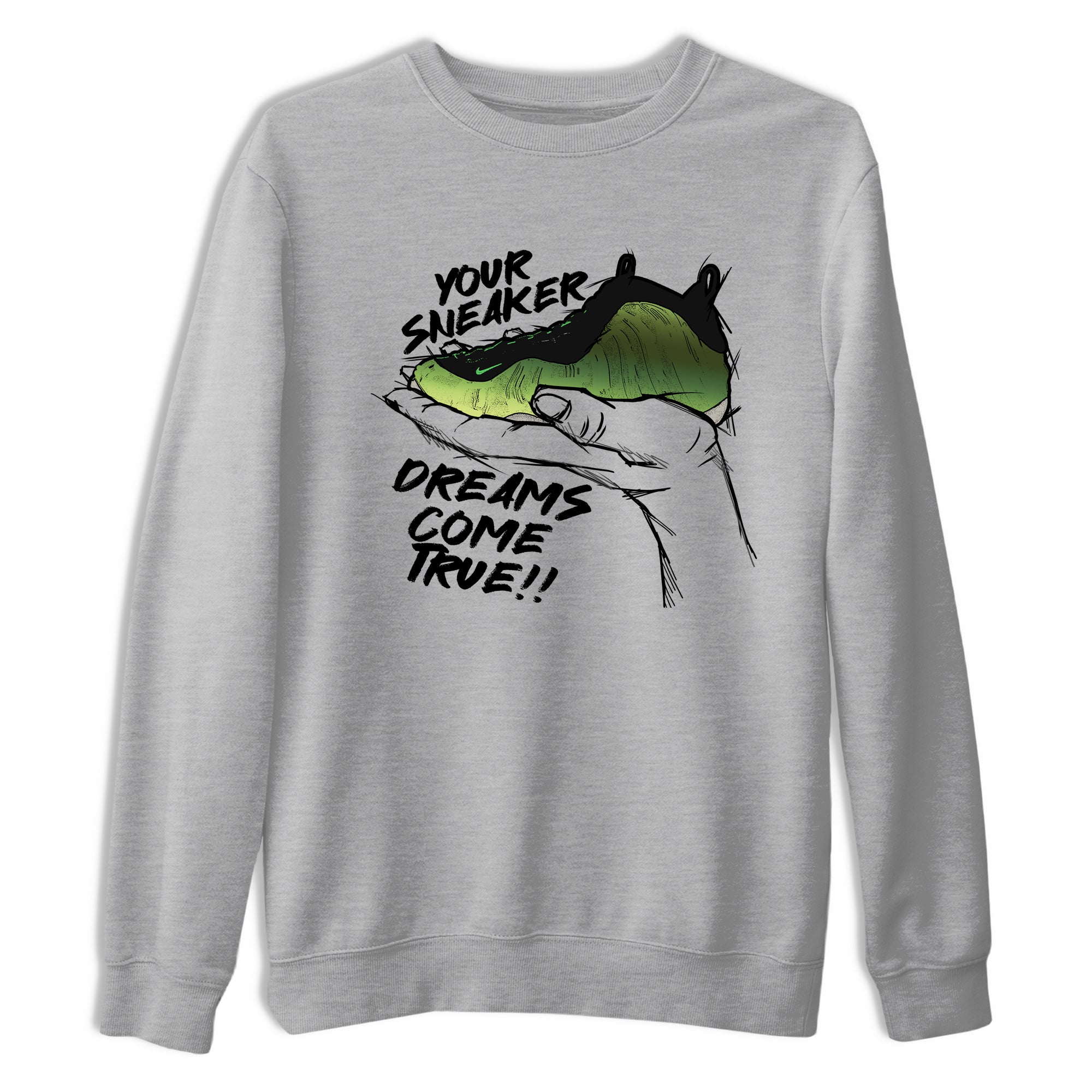 Sneaker match tees – Sneaker Tees To Match Air Foamposite One Pine Green Shoes – Sneaker Dreams Tee Heather Grey 2