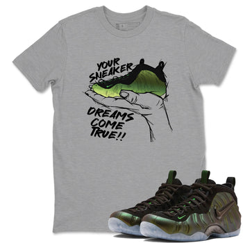 Sneaker match tees – Sneaker Tees To Match Air Foamposite One Pine Green Shoes – Sneaker Dreams Tee Heather Grey 1