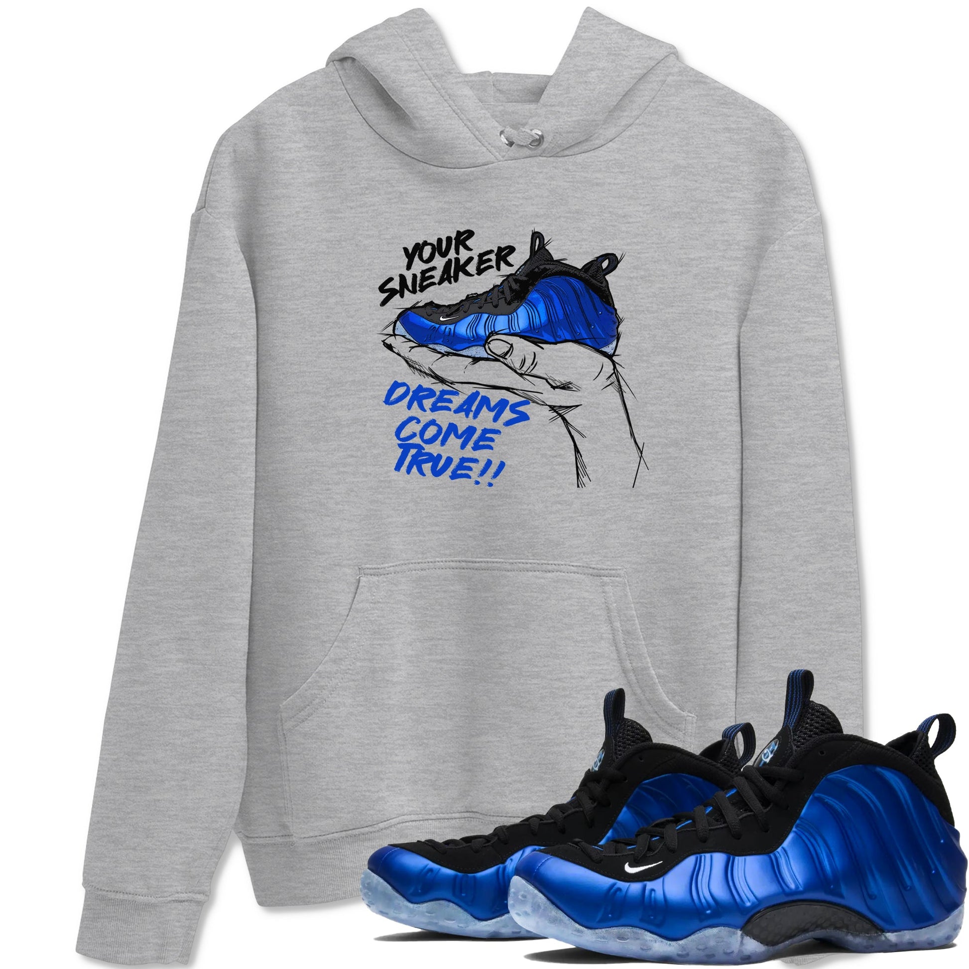 Foams One Royal shirts to match jordans Sneaker Dreams sneaker match tees Air Foamposite One Royal match shoes to clothes SNRT Sneaker Tees unisex cotton Heather Grey 1 shirts