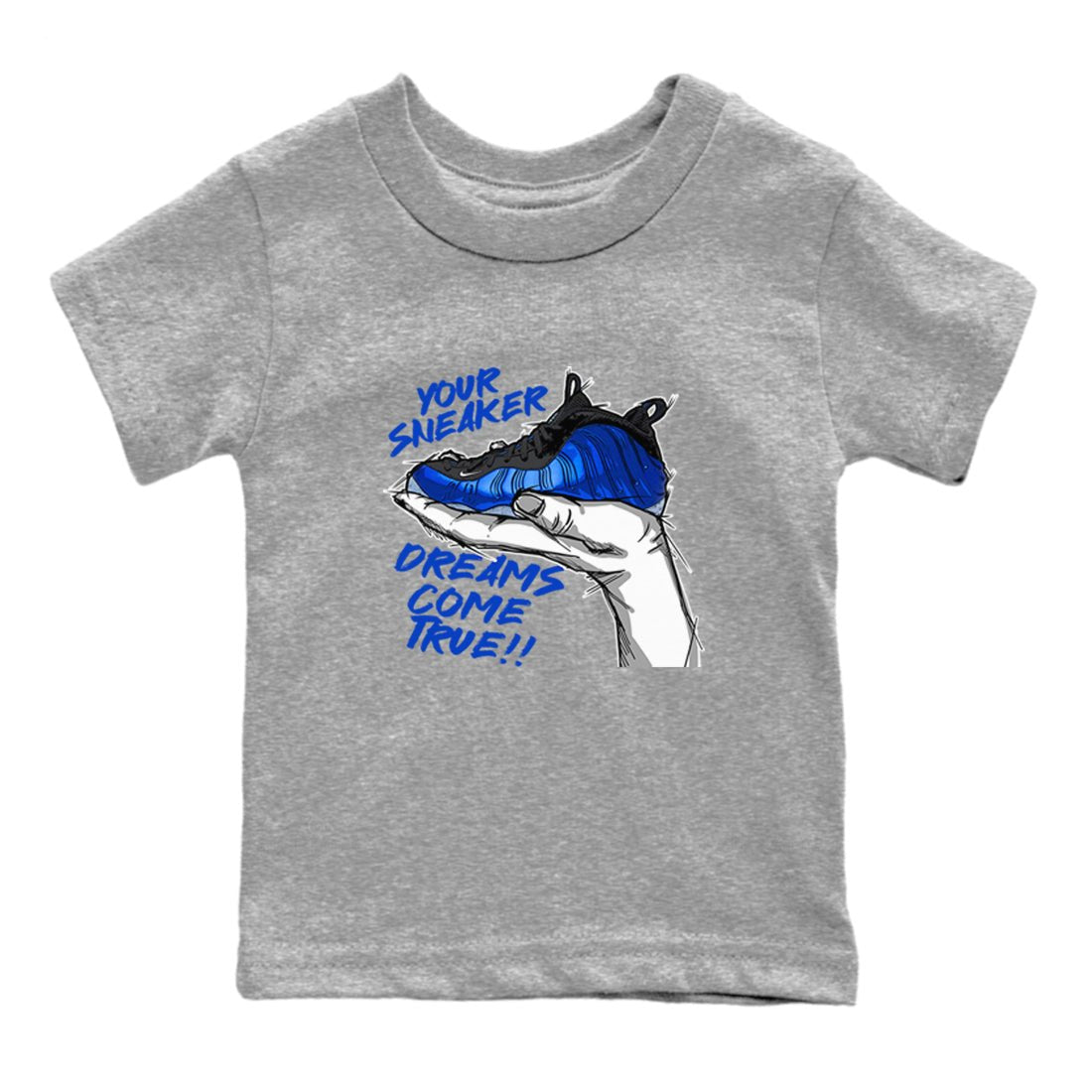 Foams One Royal shirts to match jordans Sneaker Dreams sneaker match tees Air Foamposite One Royal match shoes to clothes SNRT Sneaker Tees Youth Baby Heather Grey 2 tee