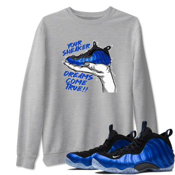 Foams One Royal shirts to match jordans Sneaker Dreams sneaker match tees Air Foamposite One Royal match shoes to clothes SNRT Sneaker Tees unisex cotton Heather Grey 1 shirts