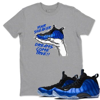 Foams One Royal shirts to match jordans Sneaker Dreams sneaker match tees Air Foamposite One Royal match shoes to clothes SNRT Sneaker Tees unisex cotton Heather Grey 1 shirts