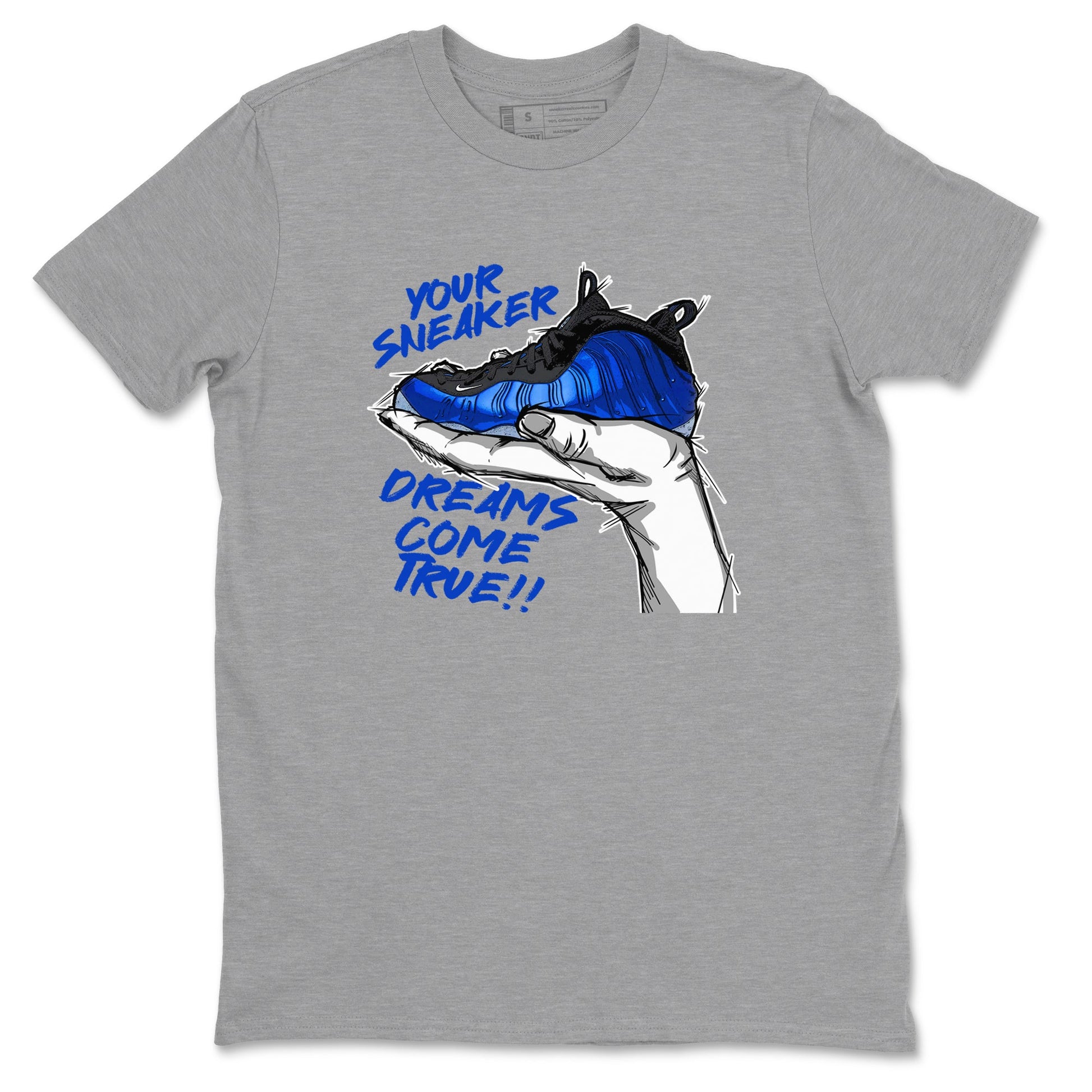 Foams One Royal shirts to match jordans Sneaker Dreams sneaker match tees Air Foamposite One Royal match shoes to clothes SNRT Sneaker Tees unisex cotton Heather Grey 2 shirts