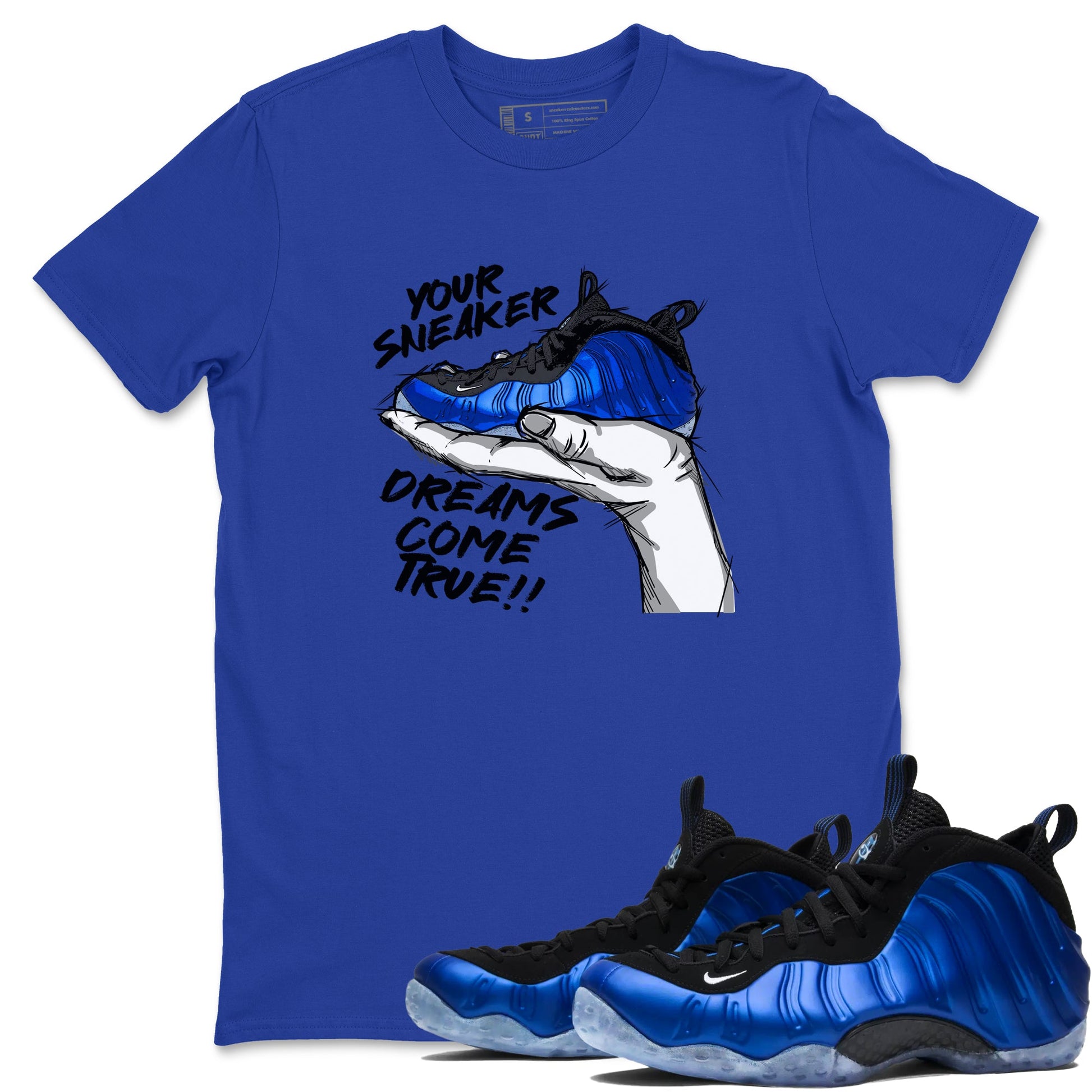 Foams One Royal shirts to match jordans Sneaker Dreams sneaker match tees Air Foamposite One Royal match shoes to clothes SNRT Sneaker Tees unisex cotton Royal Blue 1 shirts