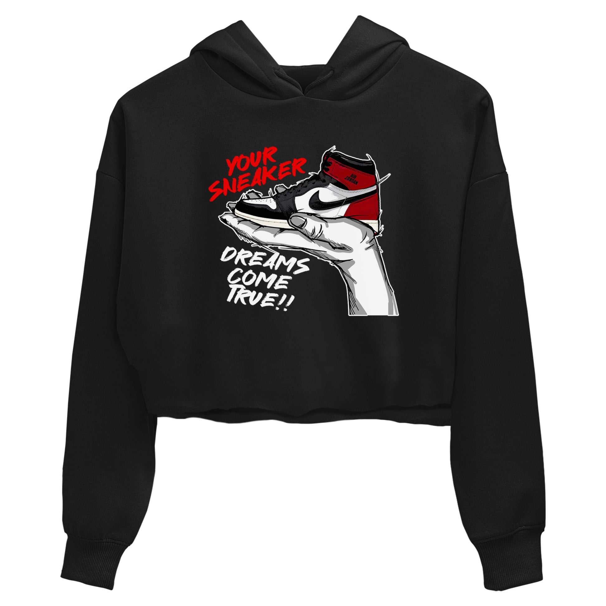 1s Black Toe Reimagined shirts to match jordans Sneaker Dreams sneaker match tees Air Jordan 1 High OG Black Toe Reimagined match shoes to clothes SNRT Sneaker Tees unisex cotton Black 2 crop tee