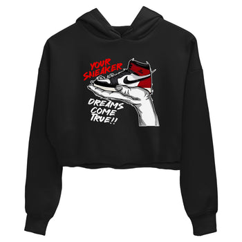 1s Black Toe Reimagined shirts to match jordans Sneaker Dreams sneaker match tees Air Jordan 1 High OG Black Toe Reimagined match shoes to clothes SNRT Sneaker Tees unisex cotton Black 2 crop tee
