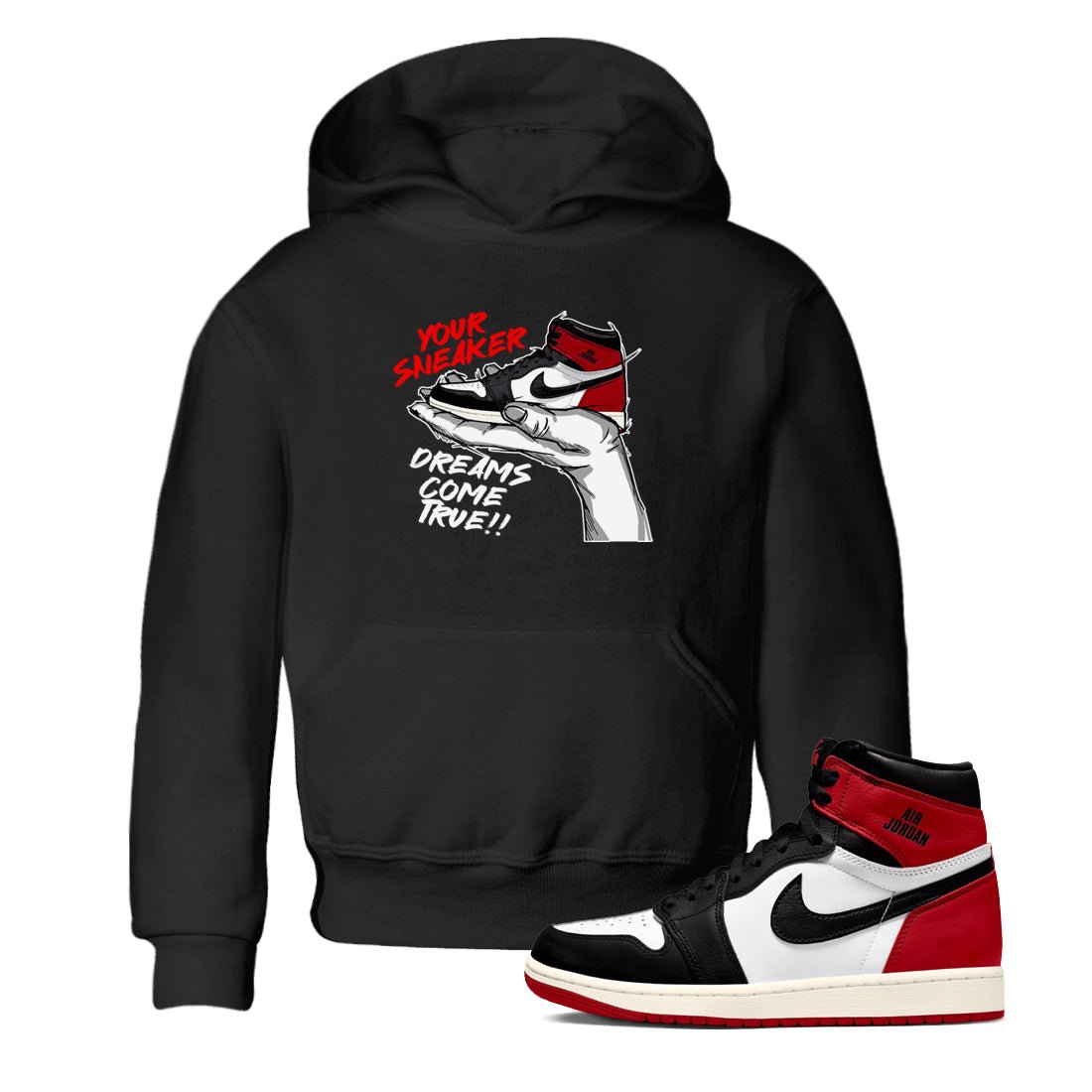 1s Black Toe Reimagined shirts to match jordans Sneaker Dreams sneaker match tees Air Jordan 1 High OG Black Toe Reimagined match shoes to clothes SNRT Sneaker Tees Youth Baby Black 1 tee