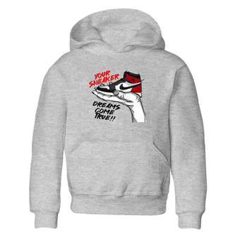 1s Black Toe Reimagined shirts to match jordans Sneaker Dreams sneaker match tees Air Jordan 1 High OG Black Toe Reimagined match shoes to clothes SNRT Sneaker Tees Youth Baby Heather Grey 2 tee