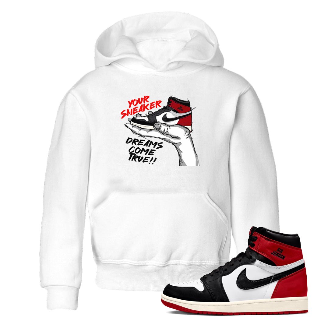 1s Black Toe Reimagined shirts to match jordans Sneaker Dreams sneaker match tees Air Jordan 1 High OG Black Toe Reimagined match shoes to clothes SNRT Sneaker Tees Youth Baby White 1 tee