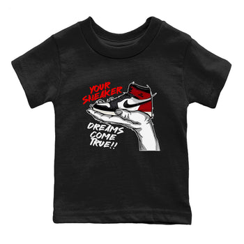 1s Black Toe Reimagined shirts to match jordans Sneaker Dreams sneaker match tees Air Jordan 1 High OG Black Toe Reimagined match shoes to clothes SNRT Sneaker Tees Youth Baby Black 2 tee