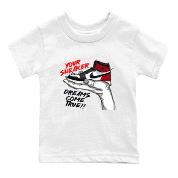 1s Black Toe Reimagined shirts to match jordans Sneaker Dreams sneaker match tees Air Jordan 1 High OG Black Toe Reimagined match shoes to clothes SNRT Sneaker Tees Youth Baby White 2 tee