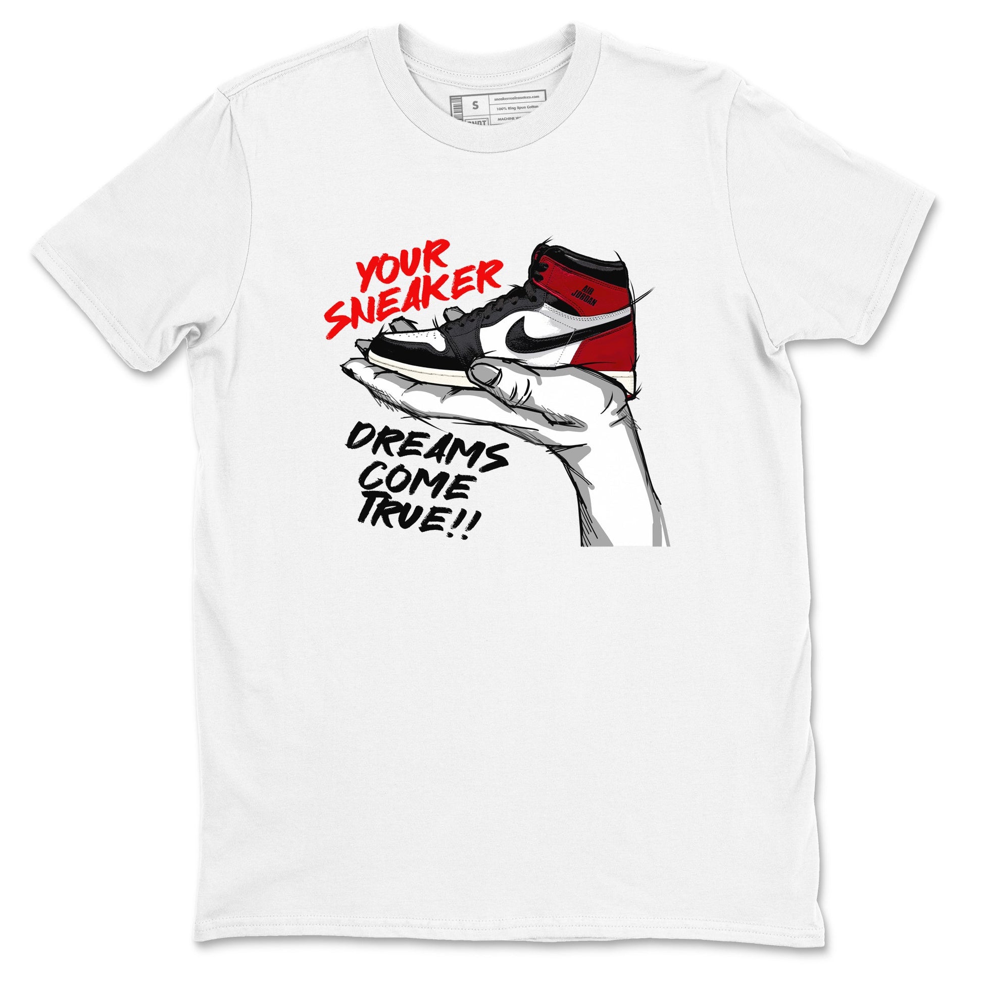 1s Black Toe Reimagined shirts to match jordans Sneaker Dreams sneaker match tees Air Jordan 1 High OG Black Toe Reimagined match shoes to clothes SNRT Sneaker Tees unisex cotton White 2 shirts