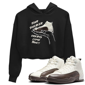 AJ12 Baroque Brown shirts to match jordans Sneaker Dreams best t shirts to wear with jordans SoleFly x Jordan 12 Baroque Brown match shoes to clothes SNRT Sneaker Tees unisex cotton Black 1 crop tee