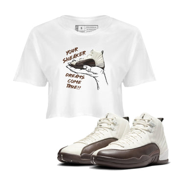 AJ12 Baroque Brown shirts to match jordans Sneaker Dreams best t shirts to wear with jordans SoleFly x Jordan 12 Baroque Brown match shoes to clothes SNRT Sneaker Tees unisex cotton White 1 crop tee