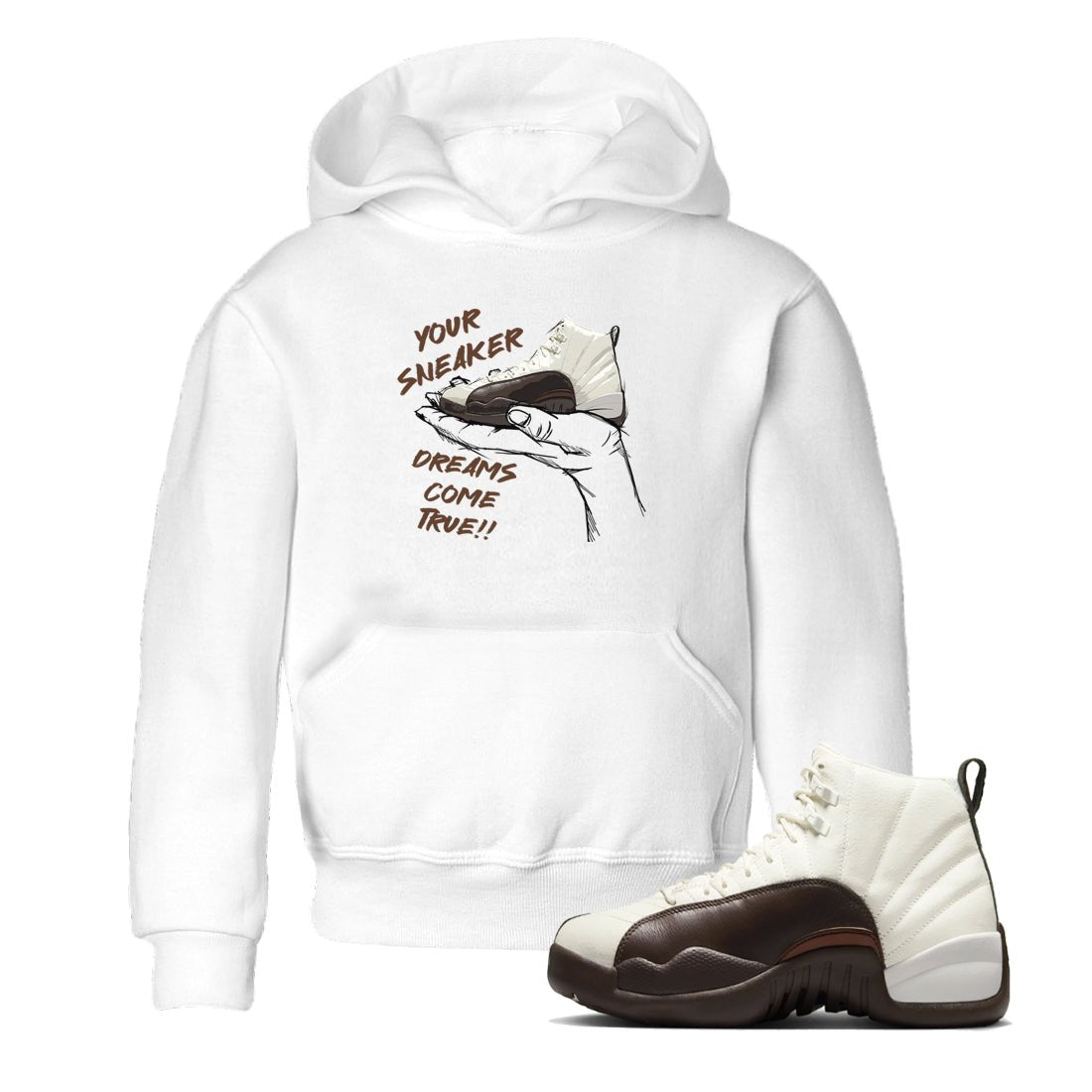 AJ12 Baroque Brown shirts to match jordans Sneaker Dreams best t shirts to wear with jordans SoleFly x Jordan 12 Baroque Brown match shoes to clothes SNRT Sneaker Tees Youth Baby White 1 tee