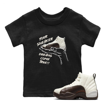 AJ12 Baroque Brown shirts to match jordans Sneaker Dreams best t shirts to wear with jordans SoleFly x Jordan 12 Baroque Brown match shoes to clothes SNRT Sneaker Tees Youth Baby Black 1 tee