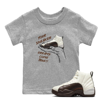 AJ12 Baroque Brown shirts to match jordans Sneaker Dreams best t shirts to wear with jordans SoleFly x Jordan 12 Baroque Brown match shoes to clothes SNRT Sneaker Tees Youth Baby Heather Grey 1 tee