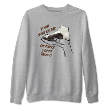 AJ12 Baroque Brown shirts to match jordans Sneaker Dreams best t shirts to wear with jordans SoleFly x Jordan 12 Baroque Brown match shoes to clothes SNRT Sneaker Tees unisex cotton Heather Grey 2 shirts