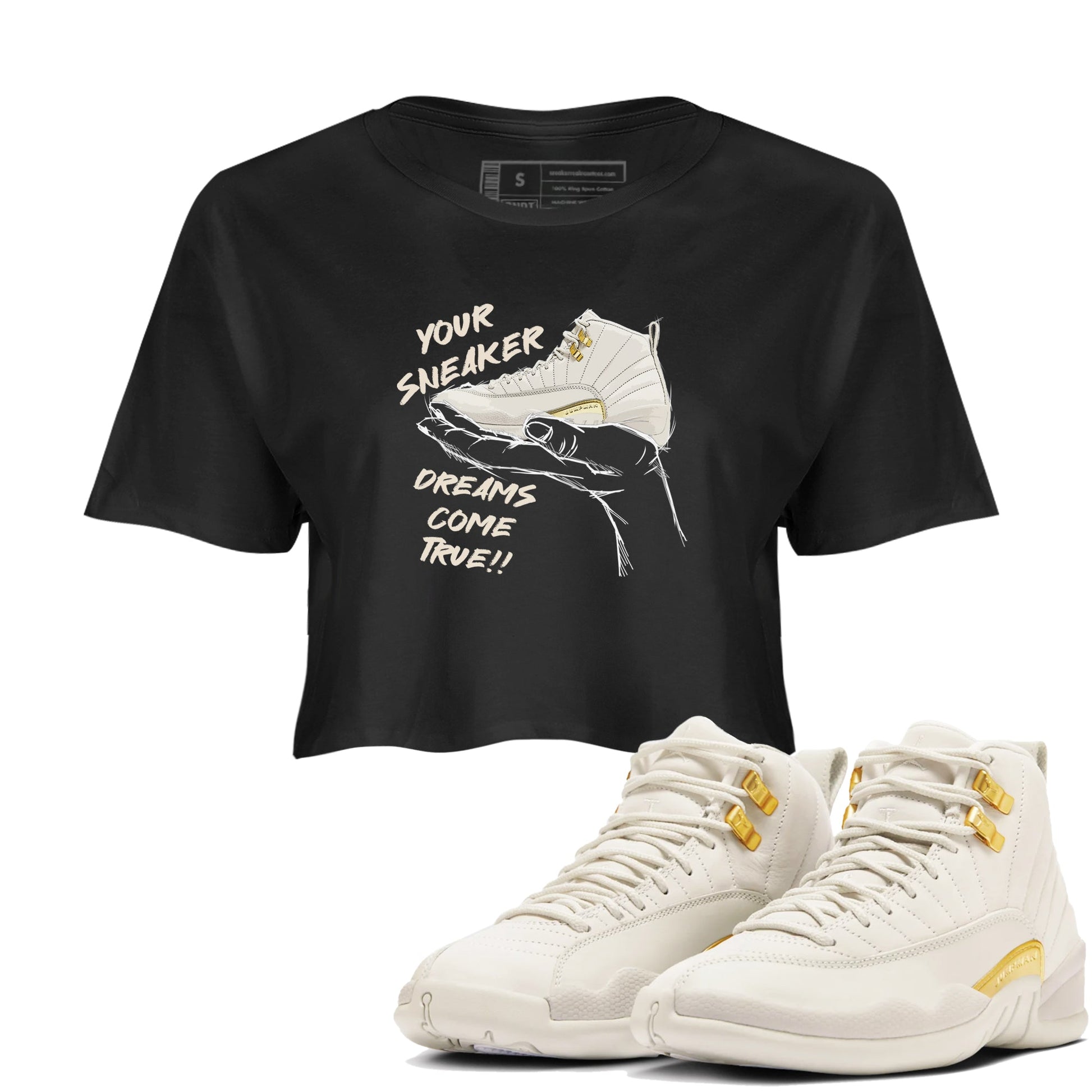 12s Phantom shirts to match jordans Sneaker Dreams sneaker match tees Air Jordan 12 WMNS Phantom match shoes to clothes SNRT Sneaker Tees unisex cotton Black 1 crop tee