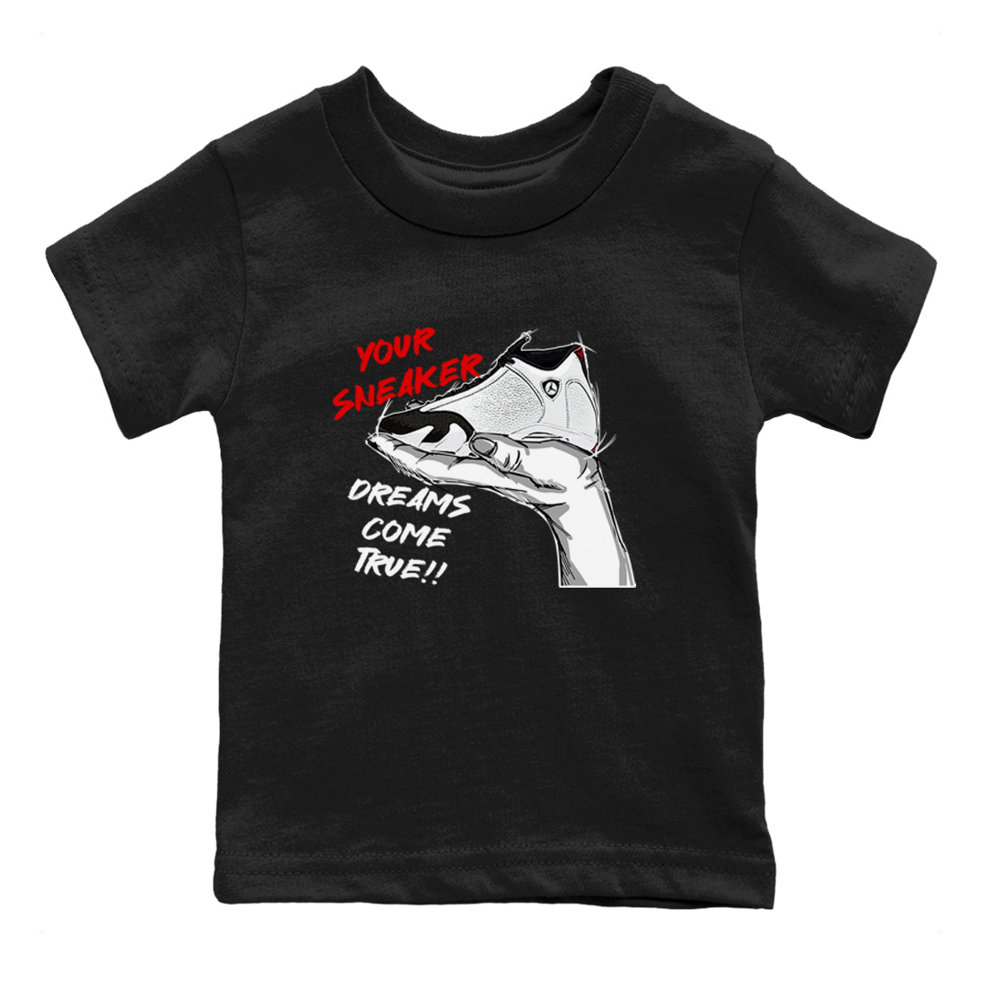 Jordan 14 Retro Black Toe t shirts to match sneakers Sneaker Dreams sneaker match tees 14s Black Toe sneaker match tee SNRT Sneaker Tees Youth Baby Black 2 tee